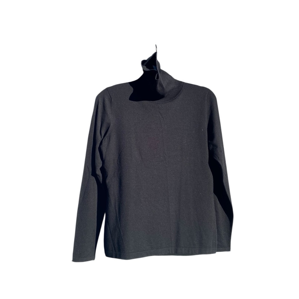 NWOT Per Se Black Turtleneck Sweater L cotton nylon